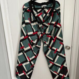 Funky Fun Zara Patterned Satin Pants with Drawstring Waist